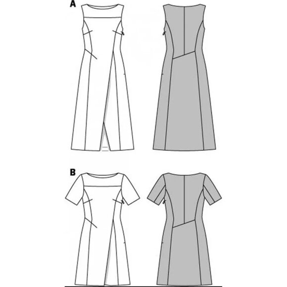 Burda 6877 Pattern Mock Wrap Dress Sleeve/No Sleeve Sizes 10-20 New & Uncut Plus - Picture 3 of 3